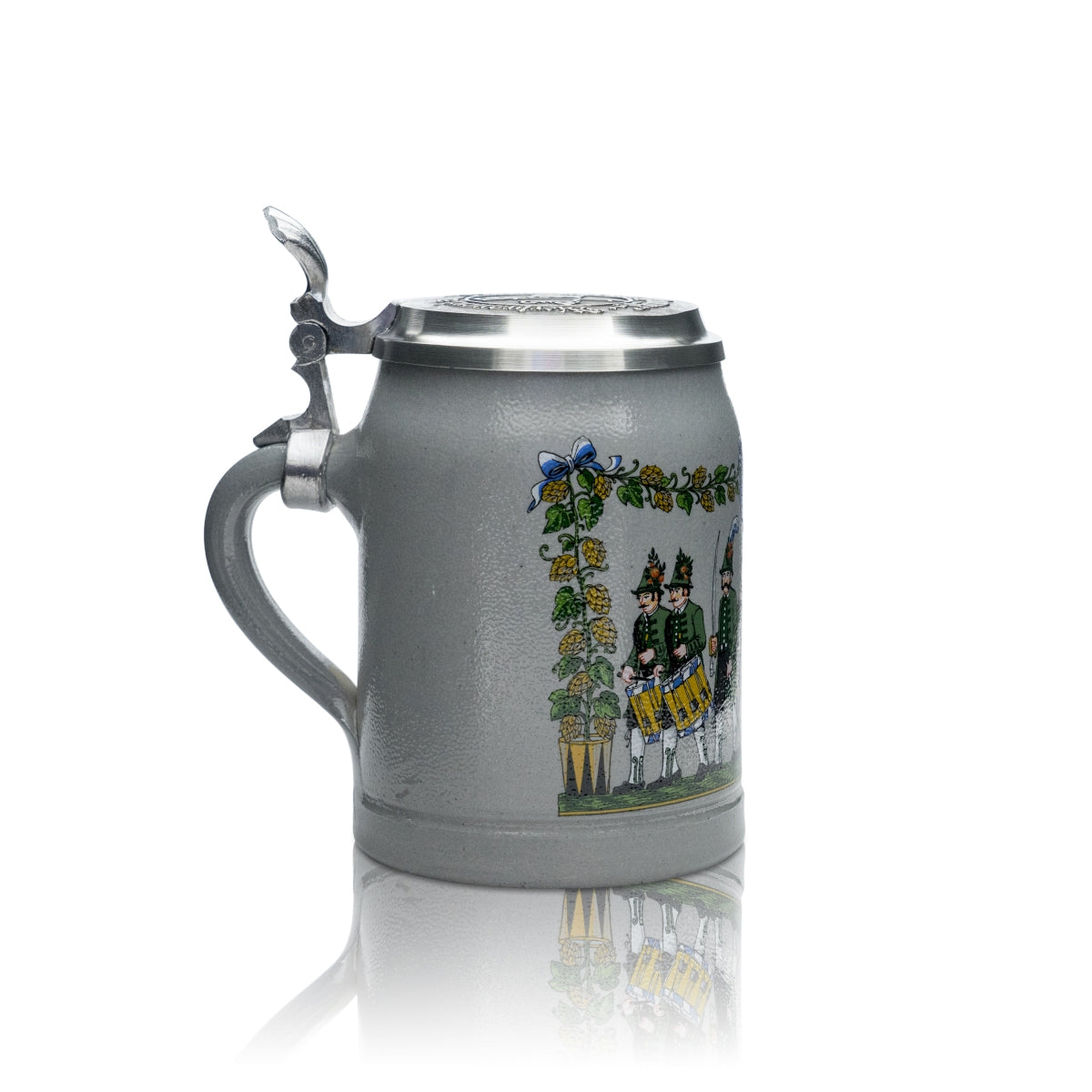 Augustiner collector's glass 0.5l mug with green shooters and pewter lid, Bavaria, rare – View 2