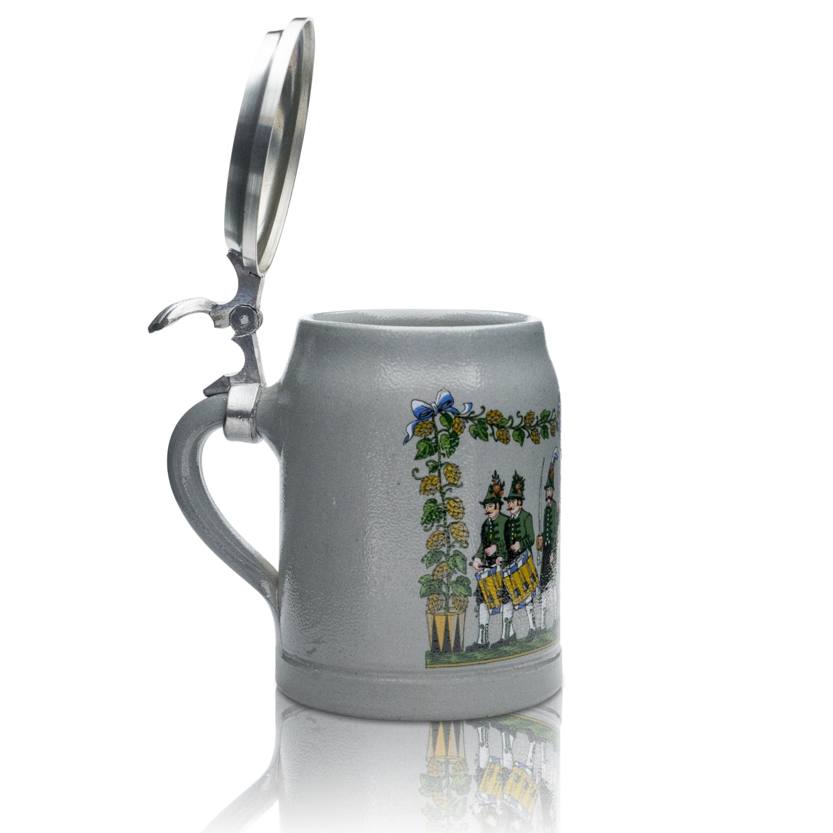 Augustiner collector's glass 0.5l mug with green shooters and pewter lid, Bavaria, rare – View 3