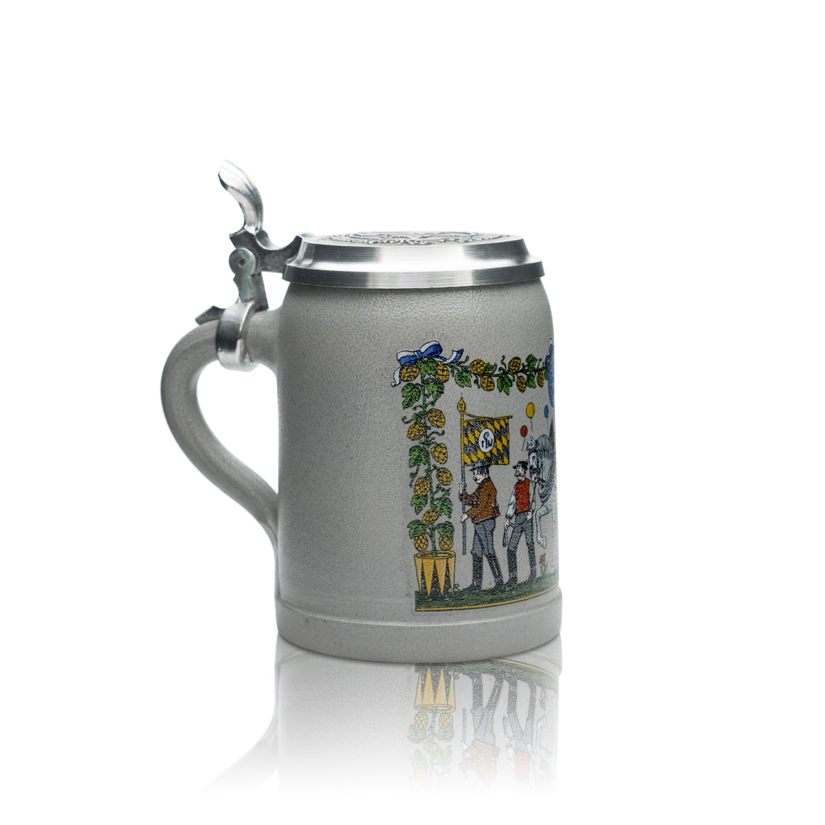 Augustiner collector's glass 0.5 l mug with horseman and pewter lid, Bavaria, rare – View 2