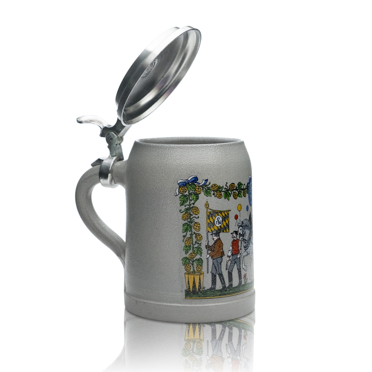 Augustiner collector's glass 0.5 l mug with horseman and pewter lid, Bavaria, rare – View 3