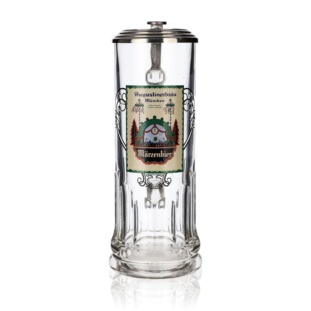 Augustiner Collector's Mug Glass 0.59 l Märzen beer Pewter lid Tankard Seidel mug Enthusiasts