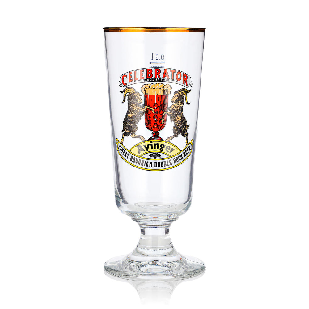 Ayinger Beer Glass 0.3 L Goblet with Gold Rim, Celebrator Rastal