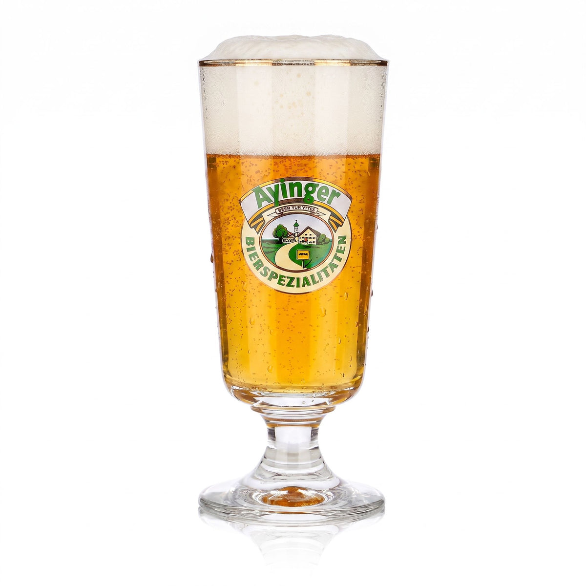 Ayinger Beer Glass, 0.3 L, Goblet, Gold Rim, Rastal