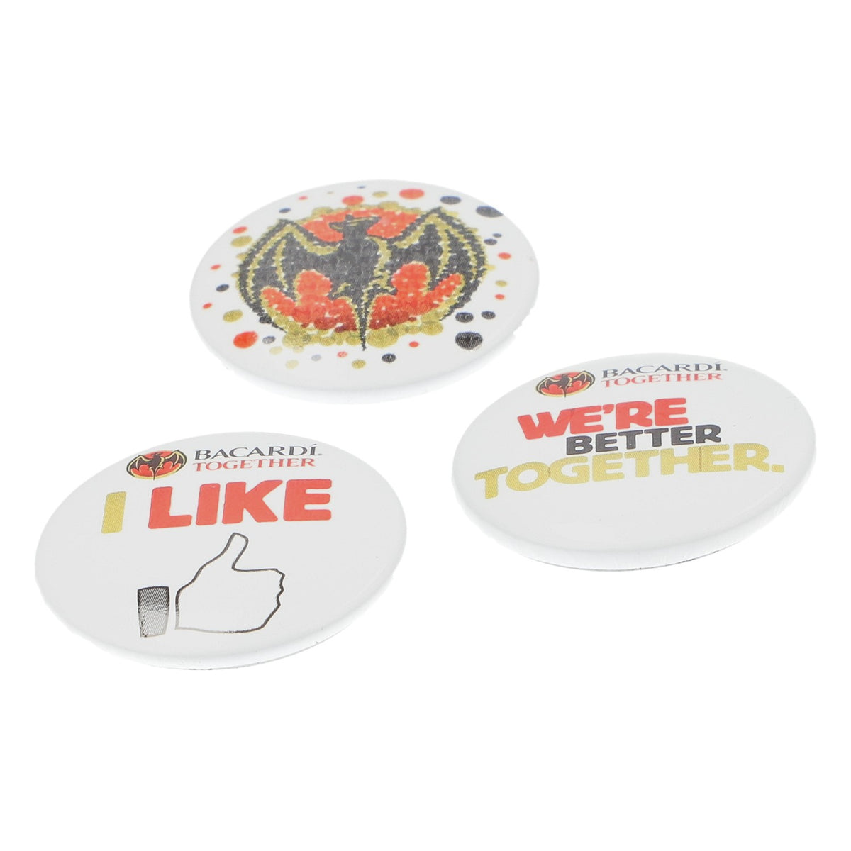 Bacardi Rum 3x Pin Badge Button Set of 3 – View 3