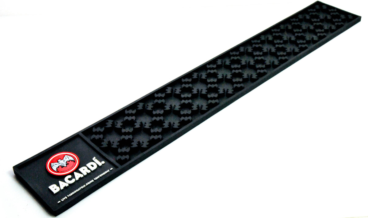 Bacardi Rum Bar Mat Bar Accessories Black Bat Nubs Rubber – View 2
