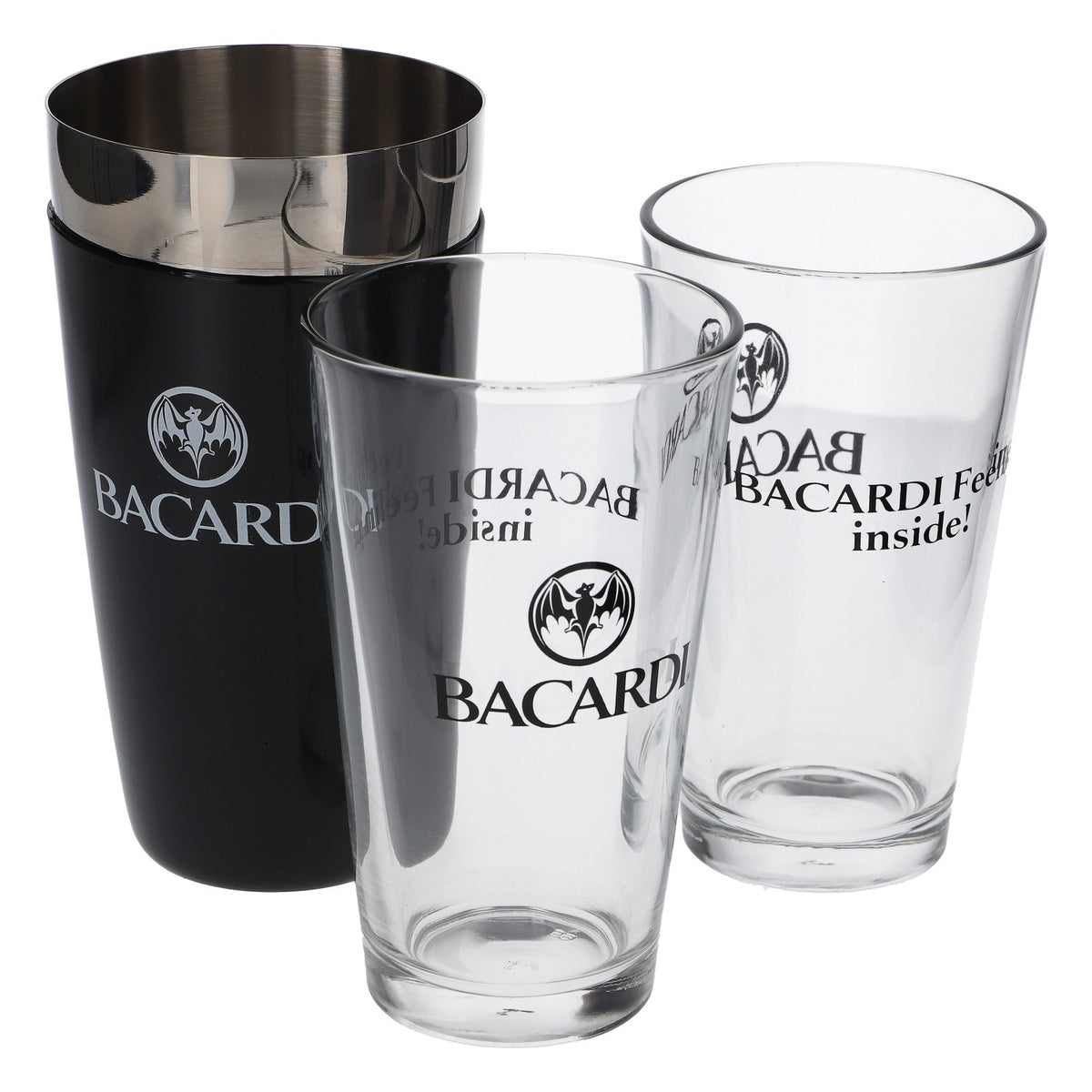 Bacardi Rum Boston Shaker + 2 Glasses Cocktail Mixer Drink Long Drink Bar