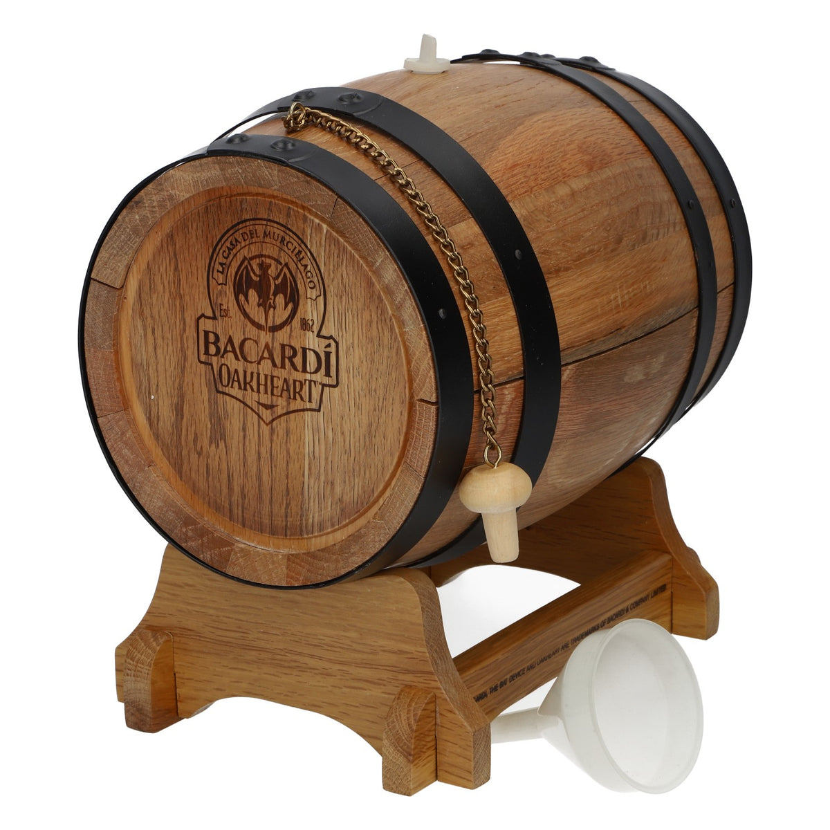 Bacardi Rum 3-Liter Oakheart Wooden Barrel Set with Stand for Filling and Pouring – View 5