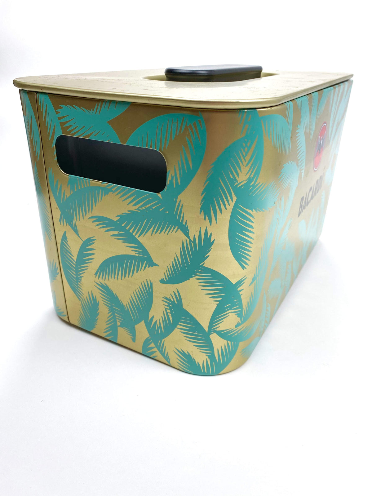Bacardi Rum Cooler Ice Cube Tray Box Bottle Cooler Palm Tree Gold Mint – View 2