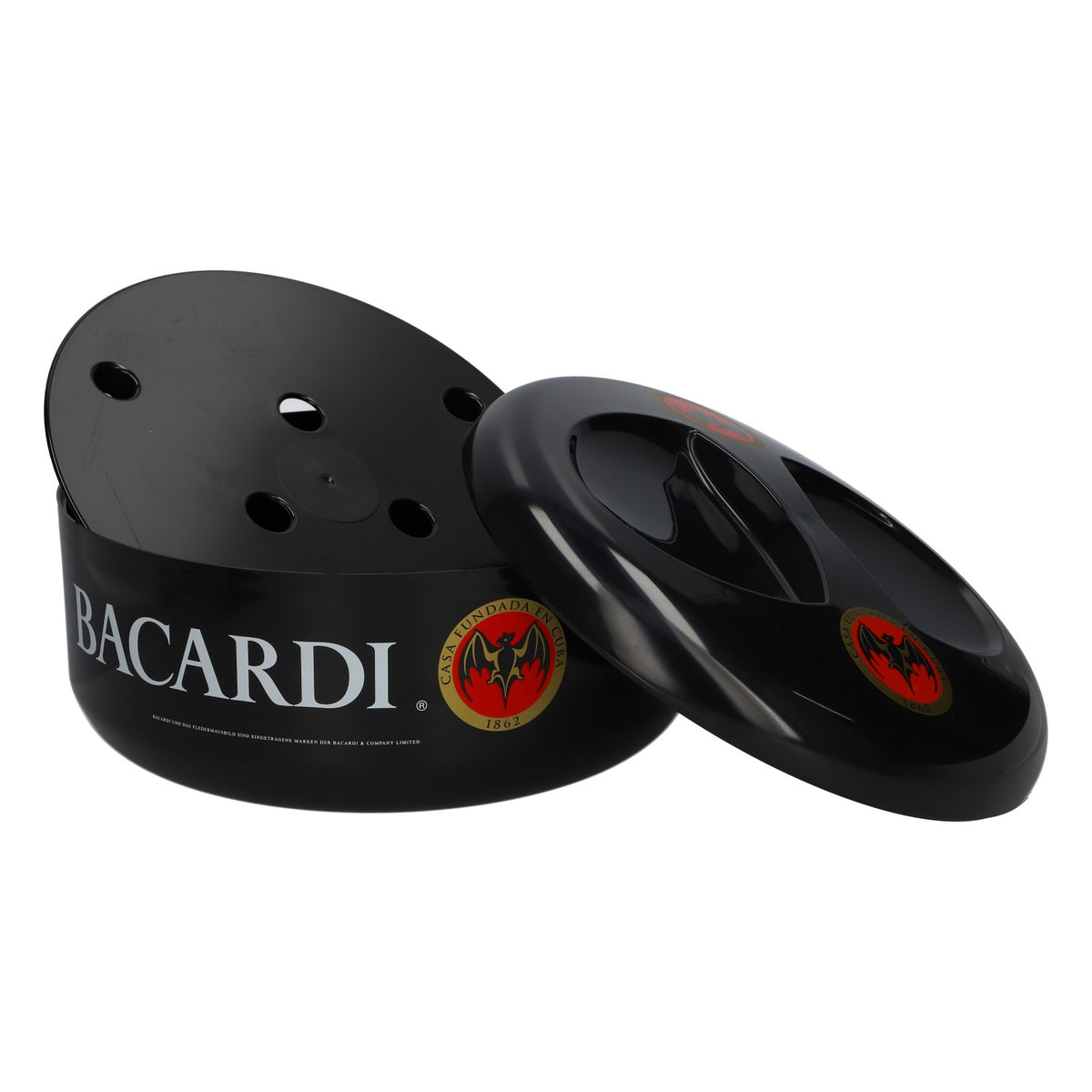 Bacardi Rum Cooler Bottle Cooler with Bat Logo, Casa Fundada 1862, New, Black – View 4