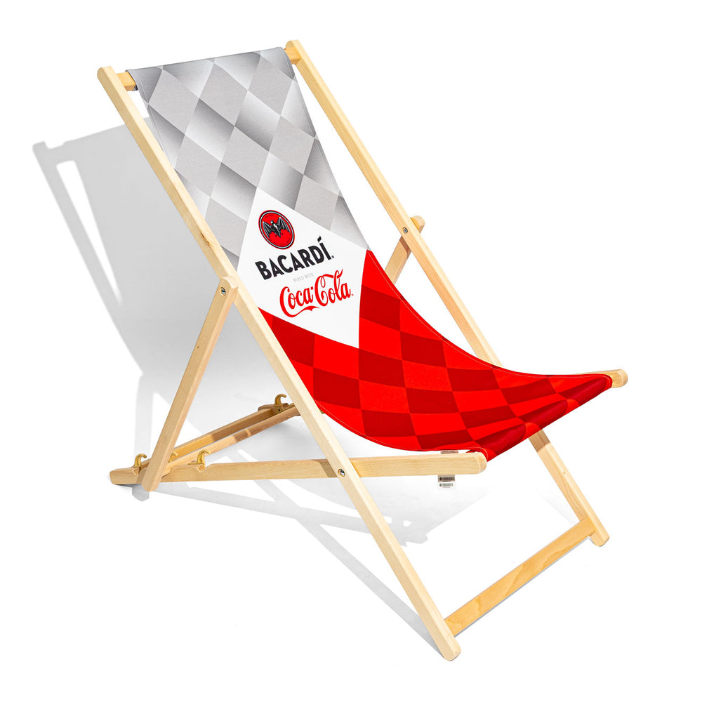 Bacardi Rum Deck Chair Beach Chair "Bacardi Cola" Beech Wood