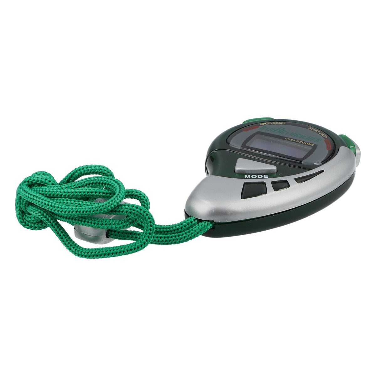 Bad Brambach Sports Stopwatch with Lanyard, Silver and Green – View 2
