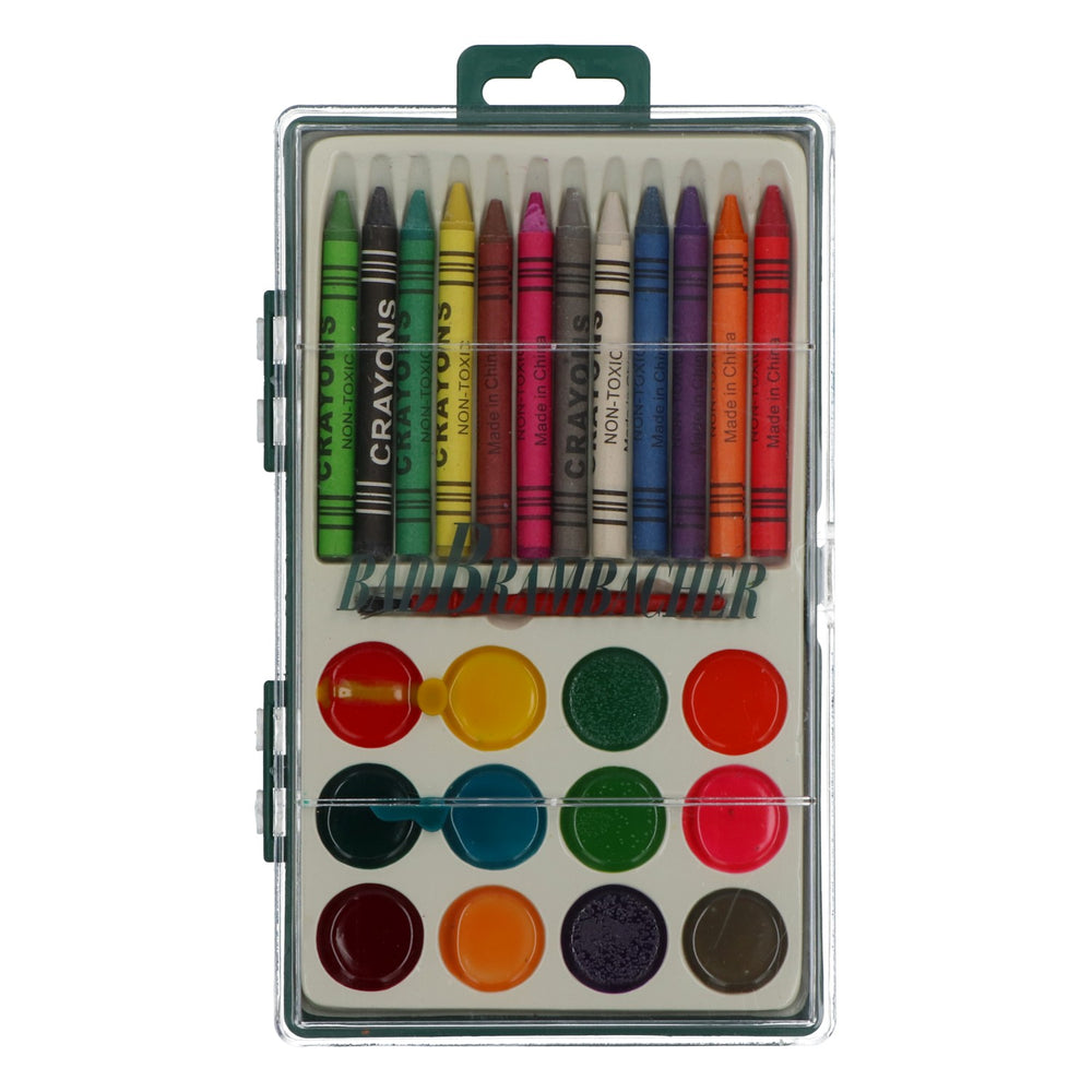 Bad Brambacher Watercolor Set: 12 wax crayons, 12 watercolors, plastic