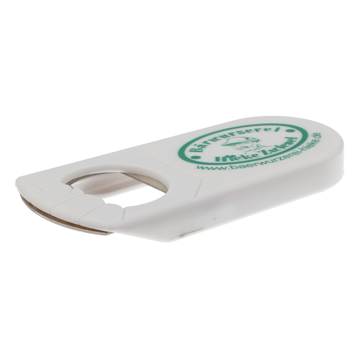 Hieke Zwiesel Liqueur Bottle Opener and Cap Lifter, White with Green Logo