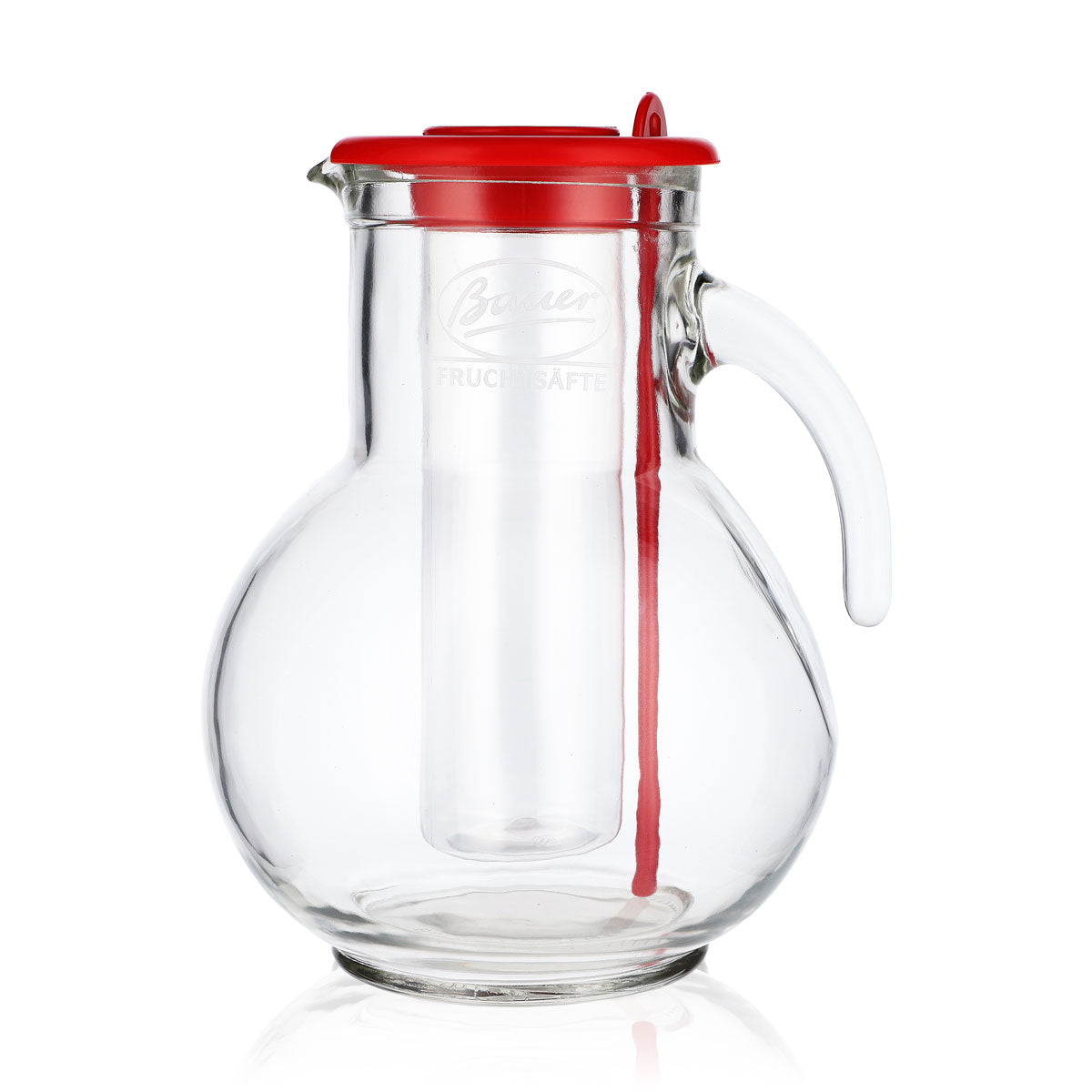 Farmer Juice Glass Carafe Pitcher Fruit Juices with Ice Tube Stirrer