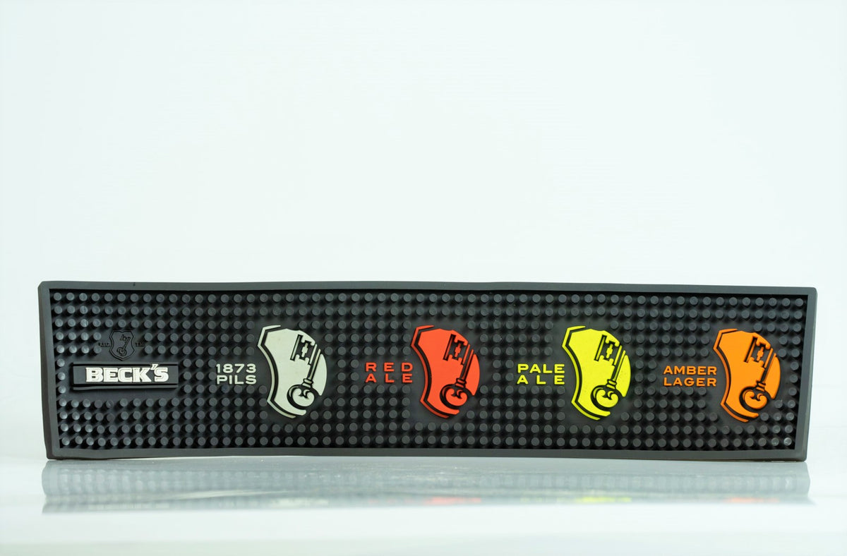Becks Beer Bar Mat Drain Mat Bar Accessories Black with Colorful Design