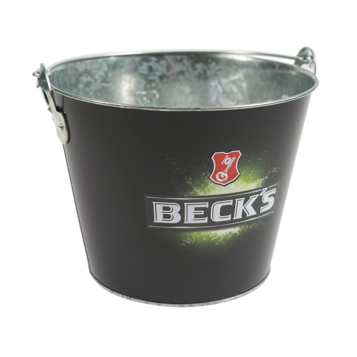 Becks metal bucket, metal bucket, ice bucket, ice cube tray, beverage bottles, serving