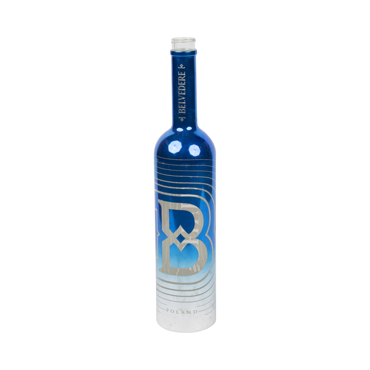 Belvedere Vodka Bottle 1.75L EMPTY LED Blue "B" Edition Used Craft Lamp