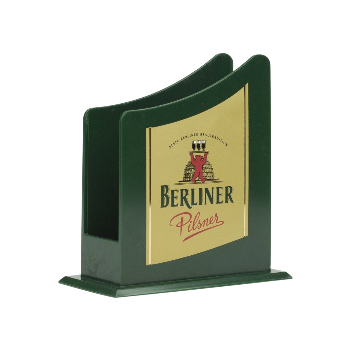 Berlin Pilsner beer coaster holder, green, table display holder, coaster – View 2
