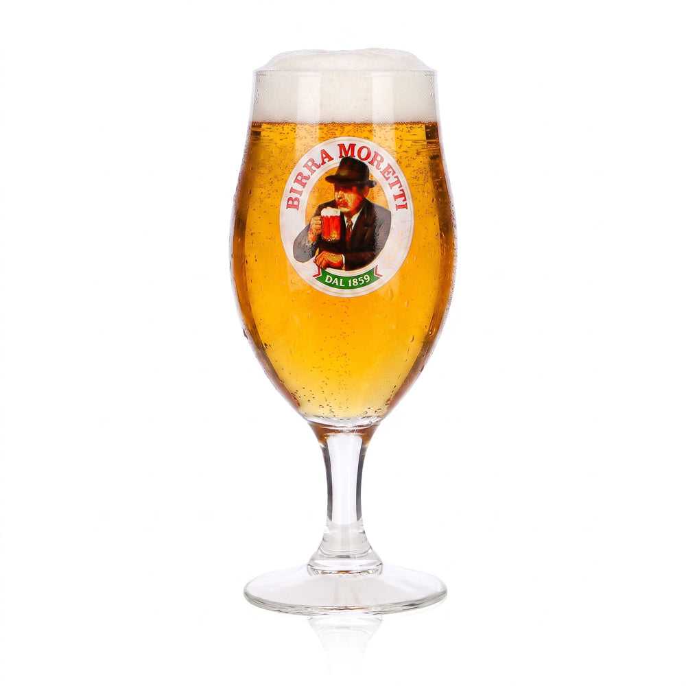 Birra Moretti Beer Glass, 0.25 L, Goblet, Portrait Logo, "Dal 1859"