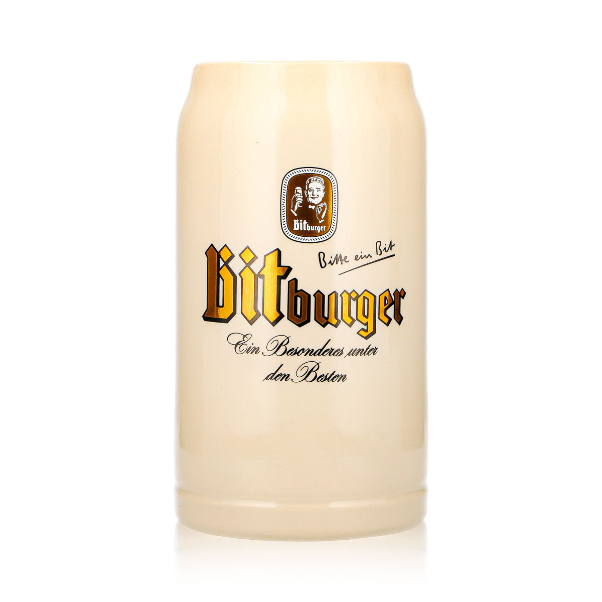 Bitburger Beer Glass, 1-Liter Clay Mug, Sahm Clay, Bavarian Mugs – View 2