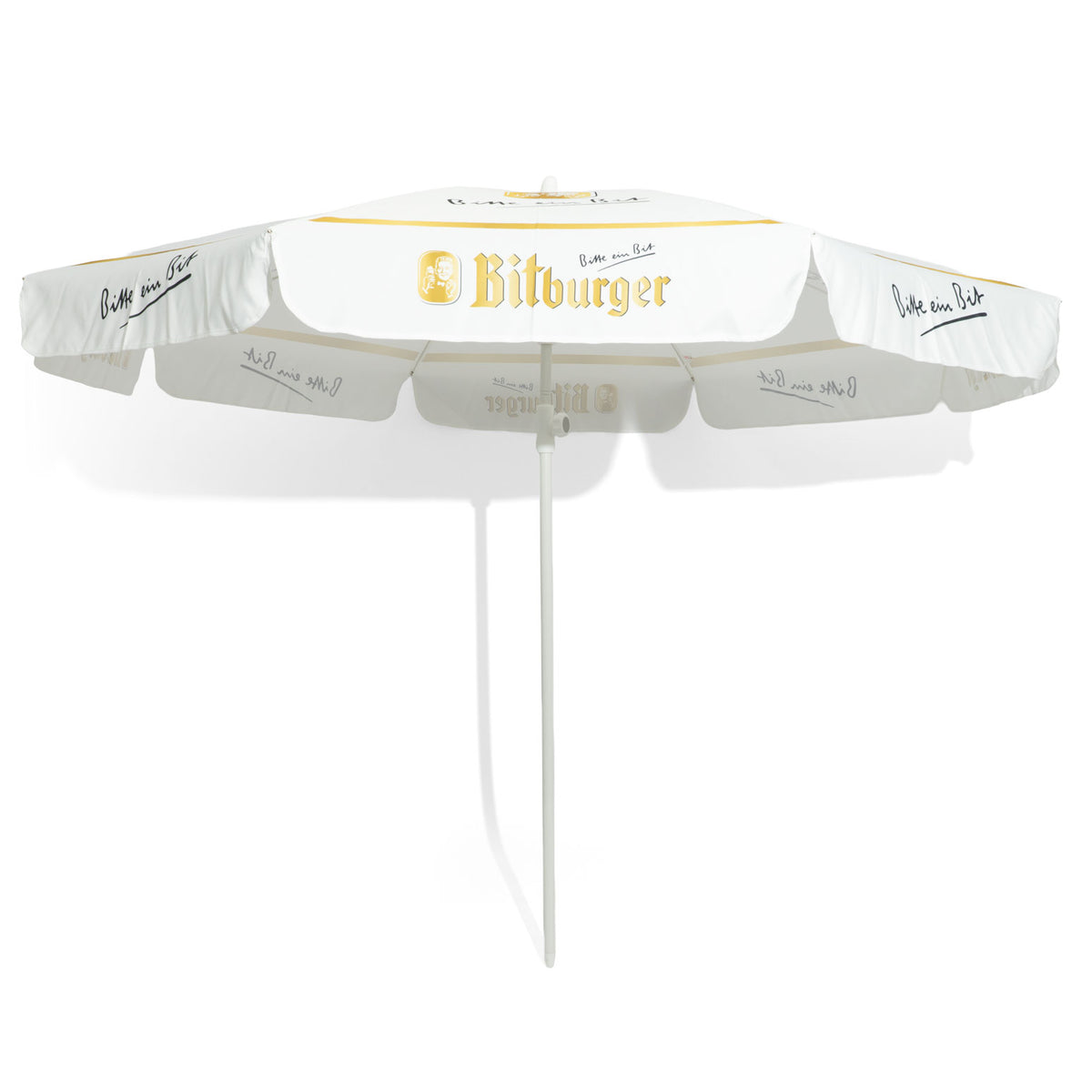 Bitburger Beer Parasol Folding Umbrella Beach Umbrella Sun Protection White 2m Ø – View 2