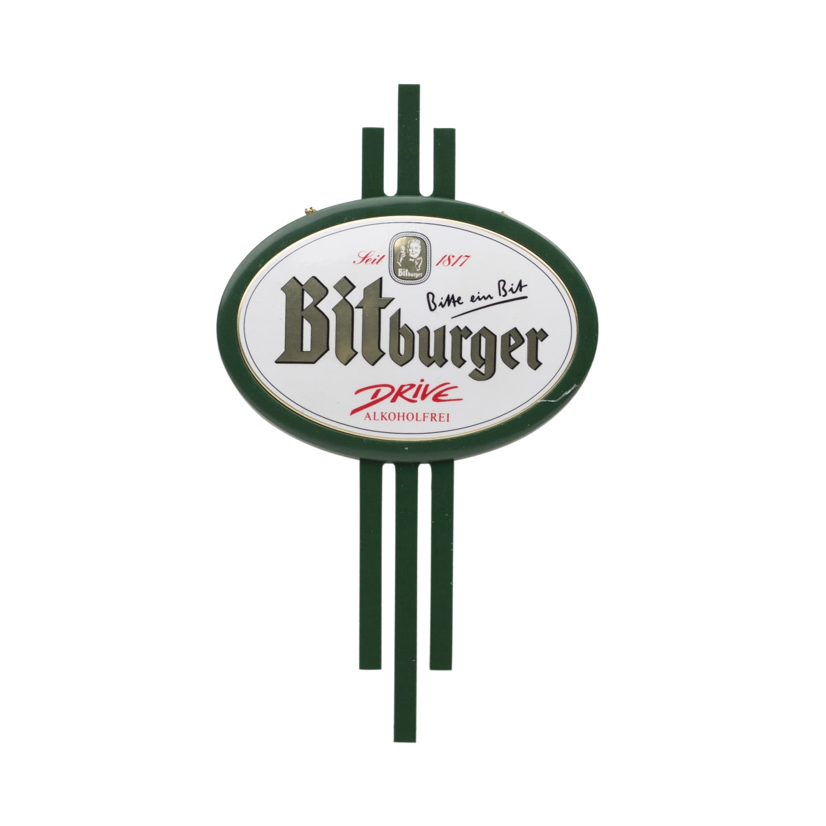 Bitburger beer tap sign tag, alcohol-free, blackboard chain, pub, restaurant