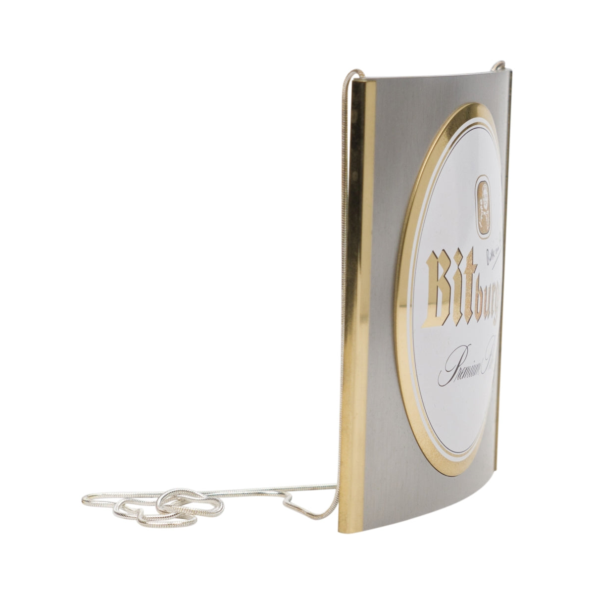 Bitburger beer tap sign tag metal plate with chain pub restaurant bar – View 3