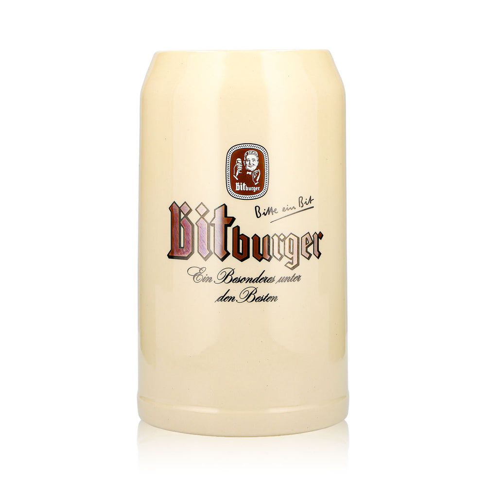 Bitburger Beer Mug XL 2L Earthenware Glass Clay Seidel