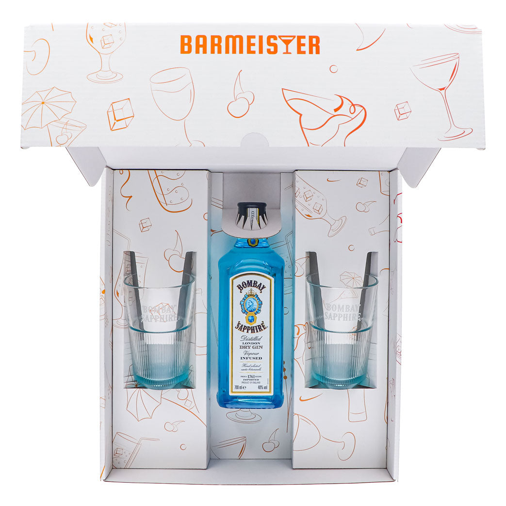 Bombay Sapphire Gin Geschenksets Weiß–Longdrinkglas Relief – Ansicht 5
