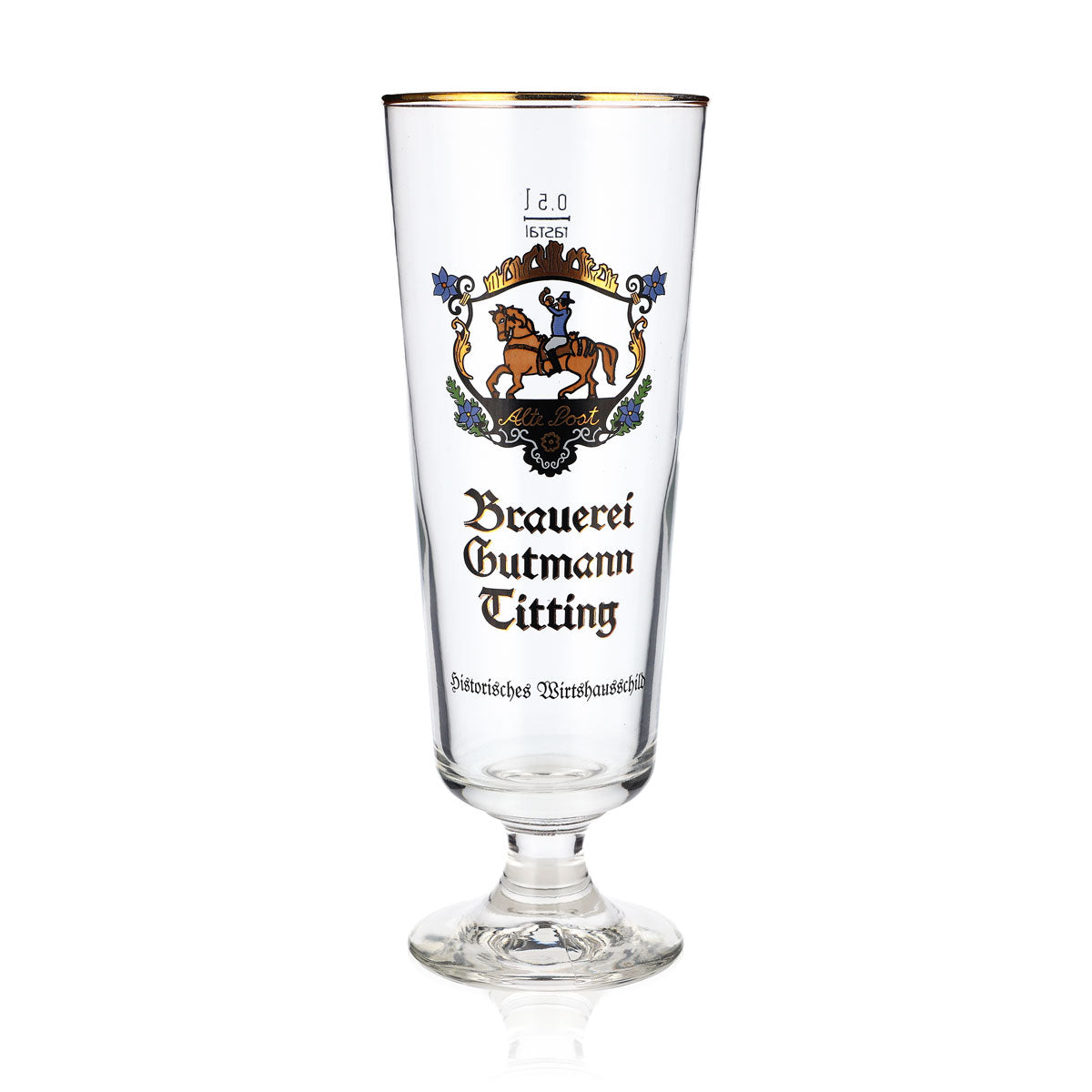 Gutmann Titting Brewery Beer Glass 0.5l Beer Mug Horse Rastal Brewer's Spout