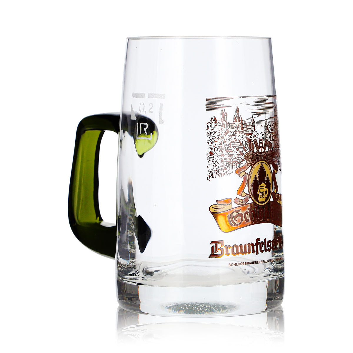 Braunfels Beer Glass, 0.2 L Mug with Green Handle – View 2