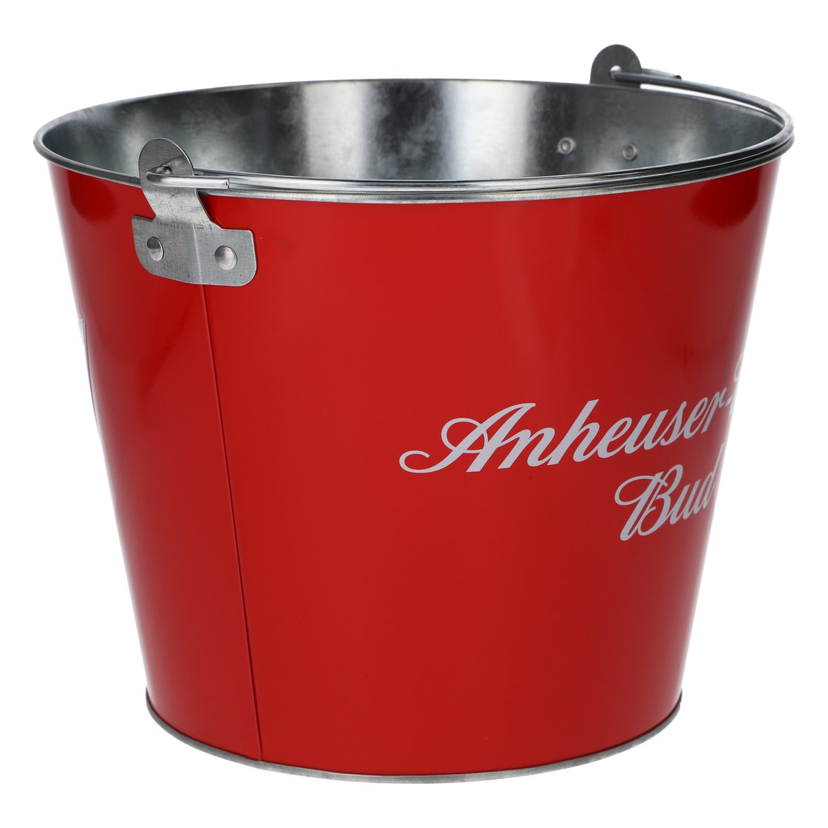 Budweiser Beer Ice Bucket, 23.5 Diameter, New, Metal, Red – View 4
