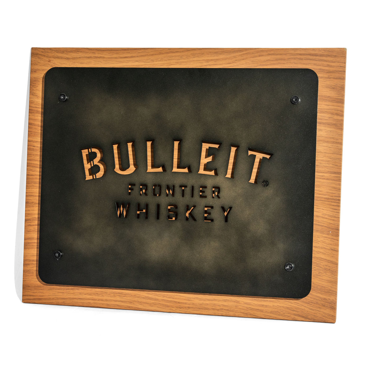 Bulleit Whiskey LED illuminated sign Illuminated advertising on real wood base – View 2