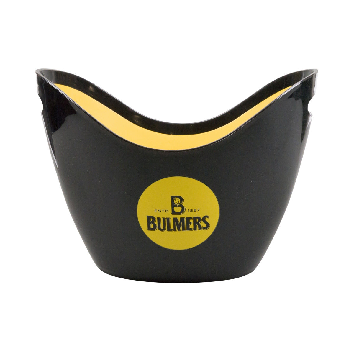 Bulmers Whiskey Bottle Cooler Ice Cube Container Black Yellow Open with Scoop – View 2
