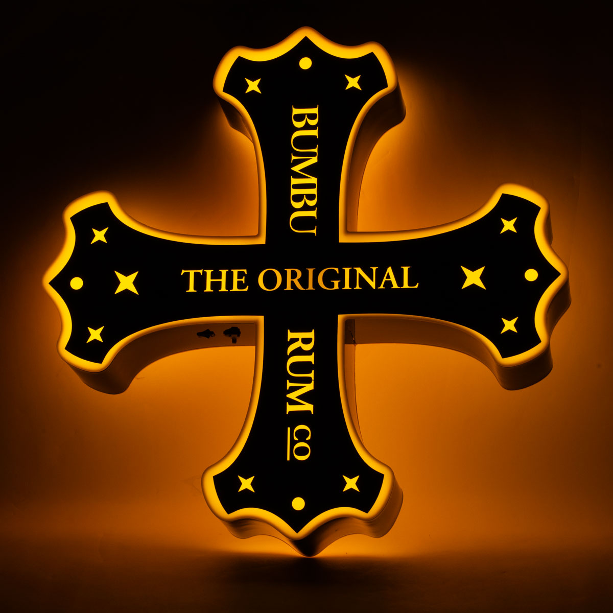 Bumbu Rum LED illuminated sign Illuminated advertising Glorifier Cross Bottle Light