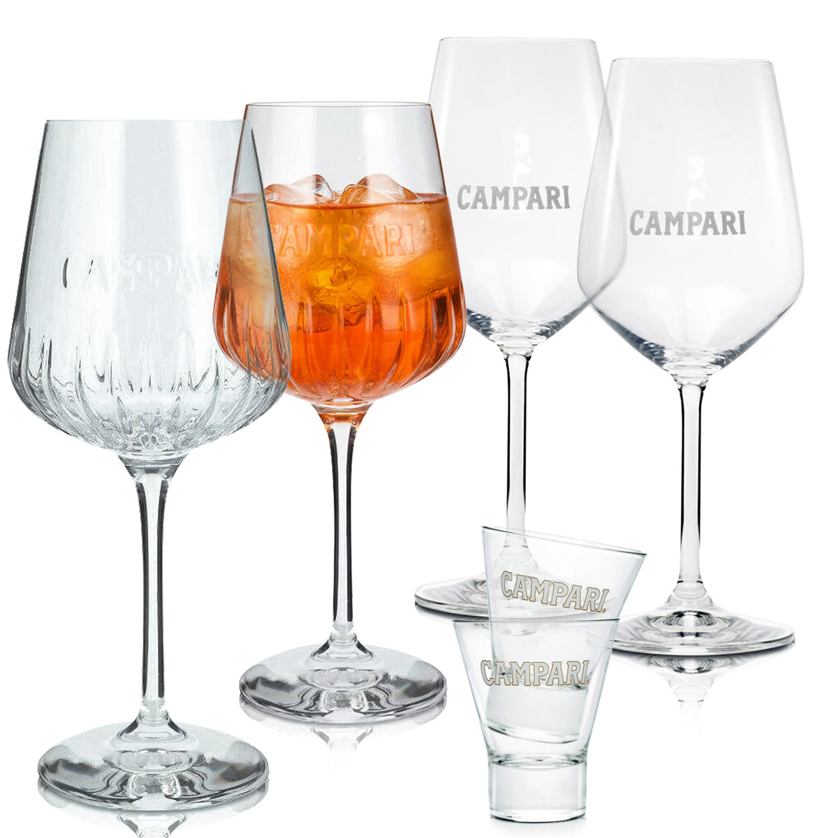 Campari Liqueur Bar Bundle Set II consisting of 2x Amalfi / Milano wine glasses and 2x tumblers