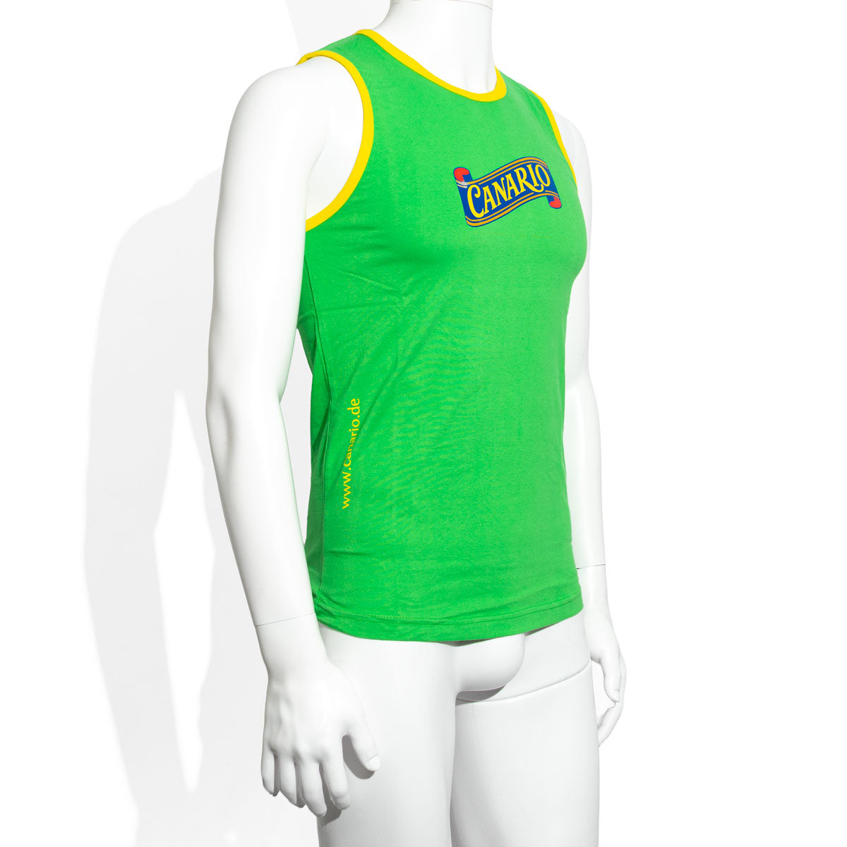 Canario Cachaca T-shirt for men, light green, round neckline, yellow trim, size M – View 2