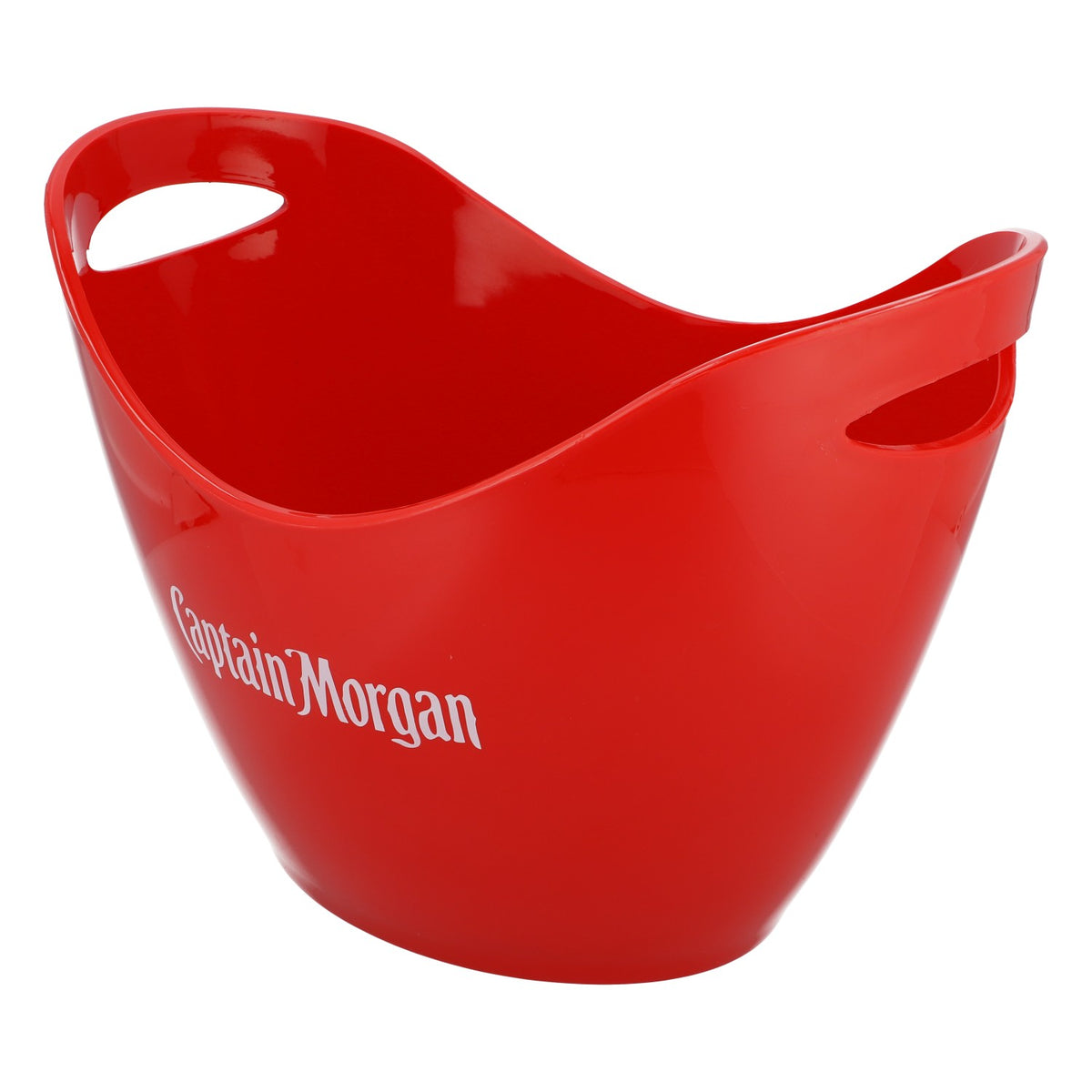 Captain Morgan Rum Bottle Cooler Ice Bucket Red with White Logo on Both Sides – View 4