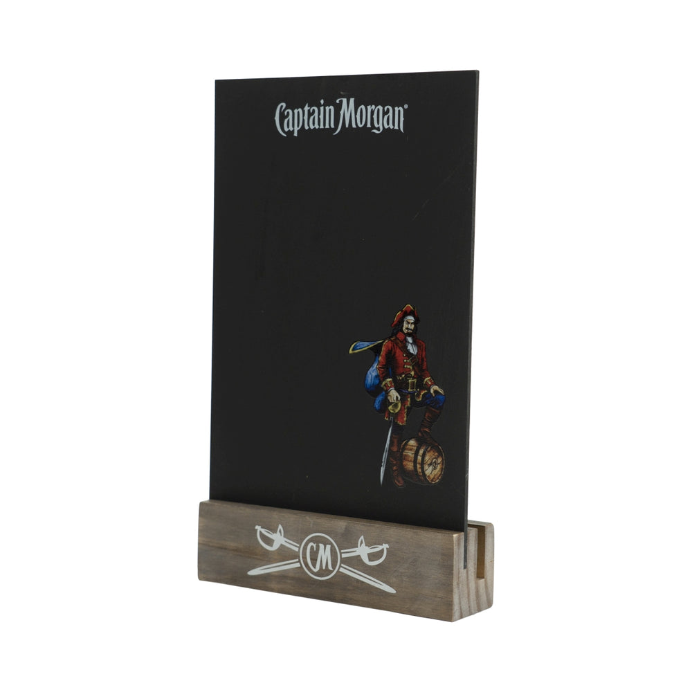 Captain Morgan table display menu card holder chalkboard for restaurants and bars