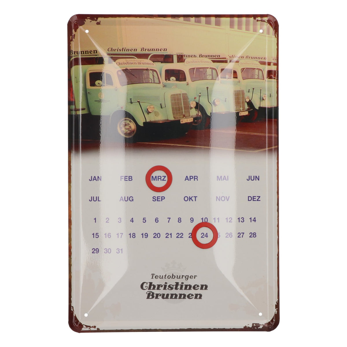 Christine's Water Metal Sign Perpetual Calendar Teutoburg Retro Vintage
