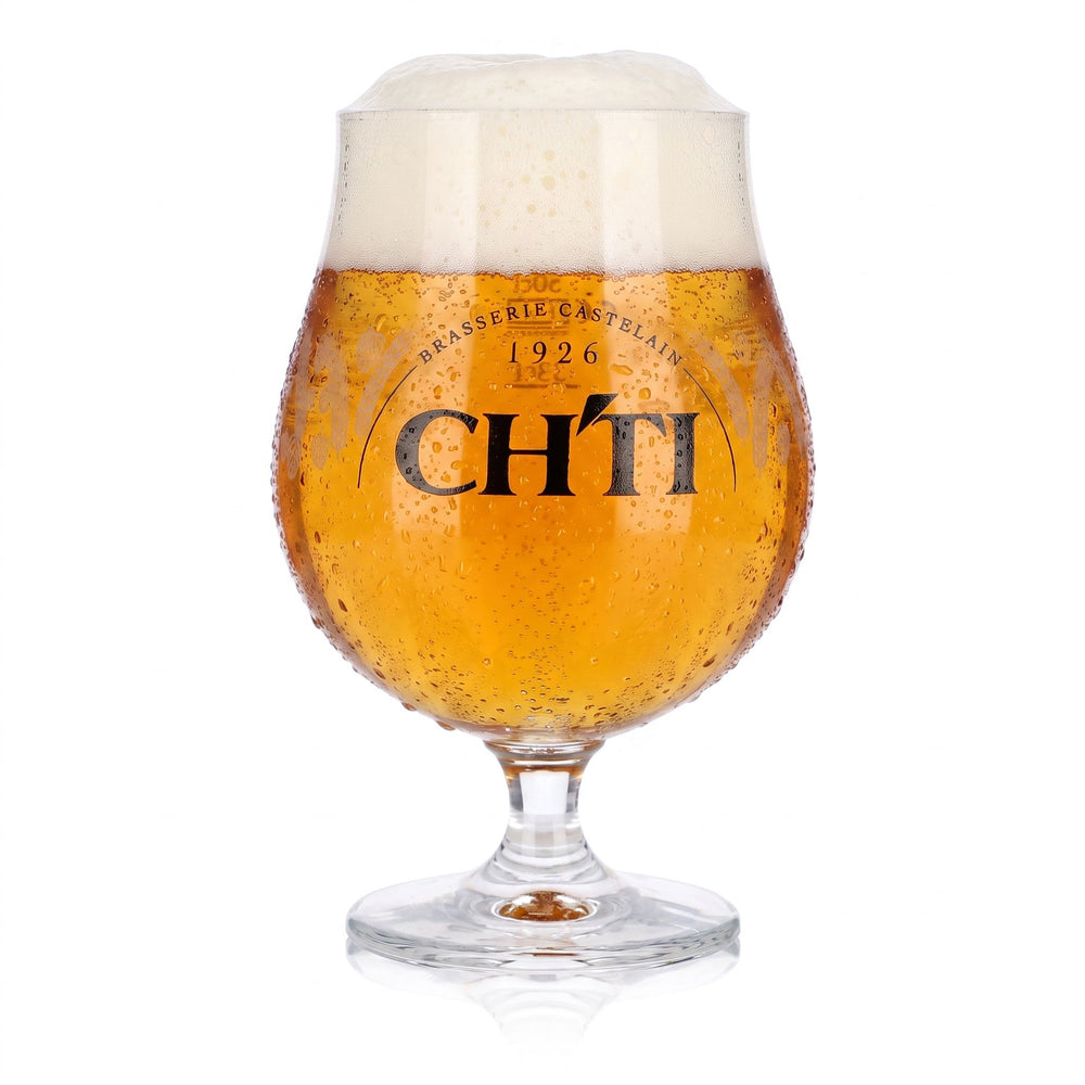 CHTI Beer Glass, 0.65 L, Tulip-Shaped, Brasserie Castelain 1926, Grain Motif