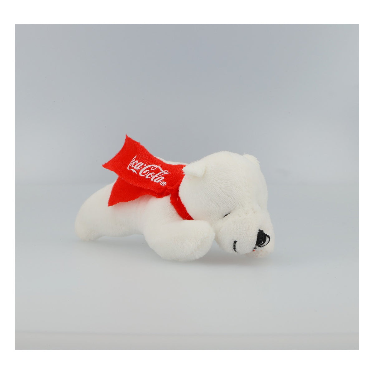 Coca-Cola Polar Bear Plush Toy (Lying Down), New, White with Red Scarf, Collector's Item, Decorative Gift
