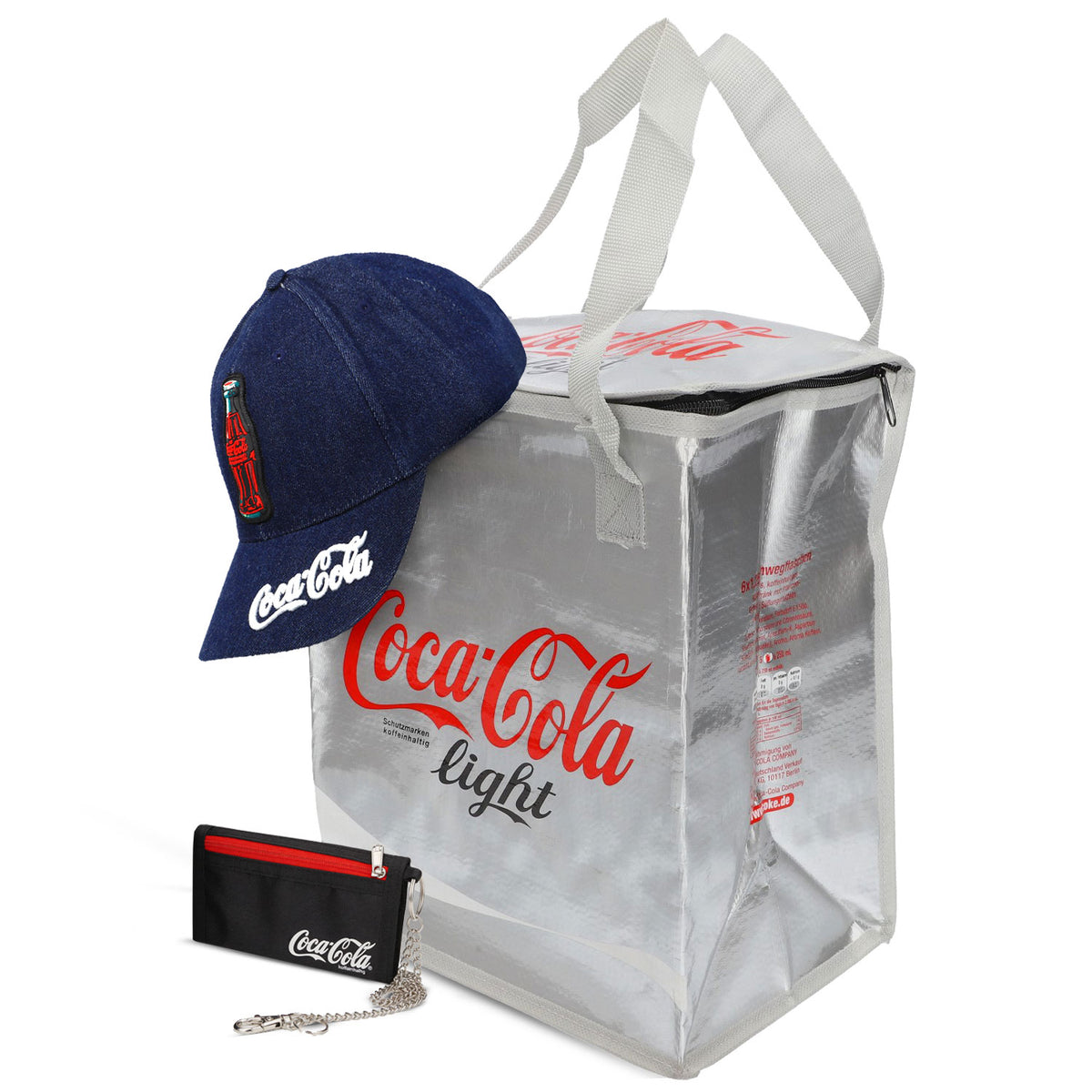 Coca Cola Fan Bundle Set I consisting of wallet, cooler bag, baseball cap