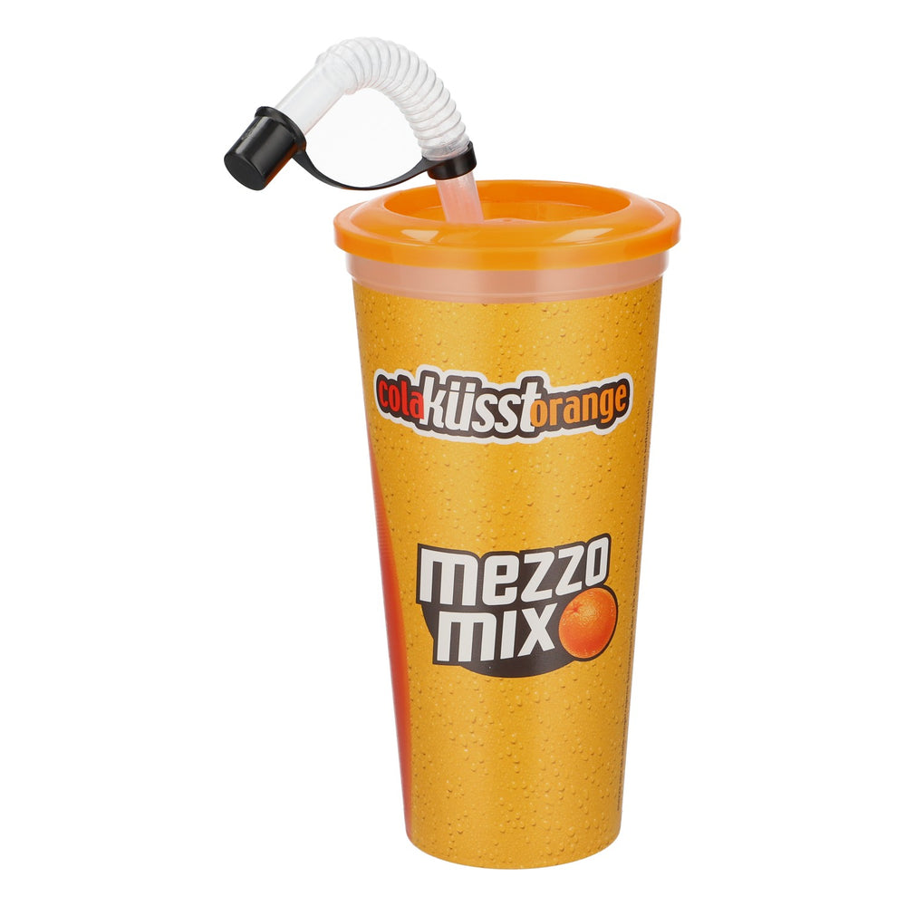 Coca-Cola Mezzo Mix Reusable Cup with "Love" Design and Straw, 0.6 L, Plastic