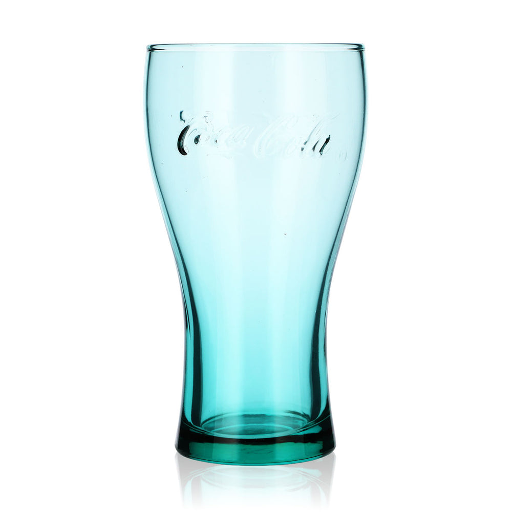 Coca-Cola Soft Drink Glass, 0.36 L, Contoured Glass, Turquoise, McDonald's, Hebrew