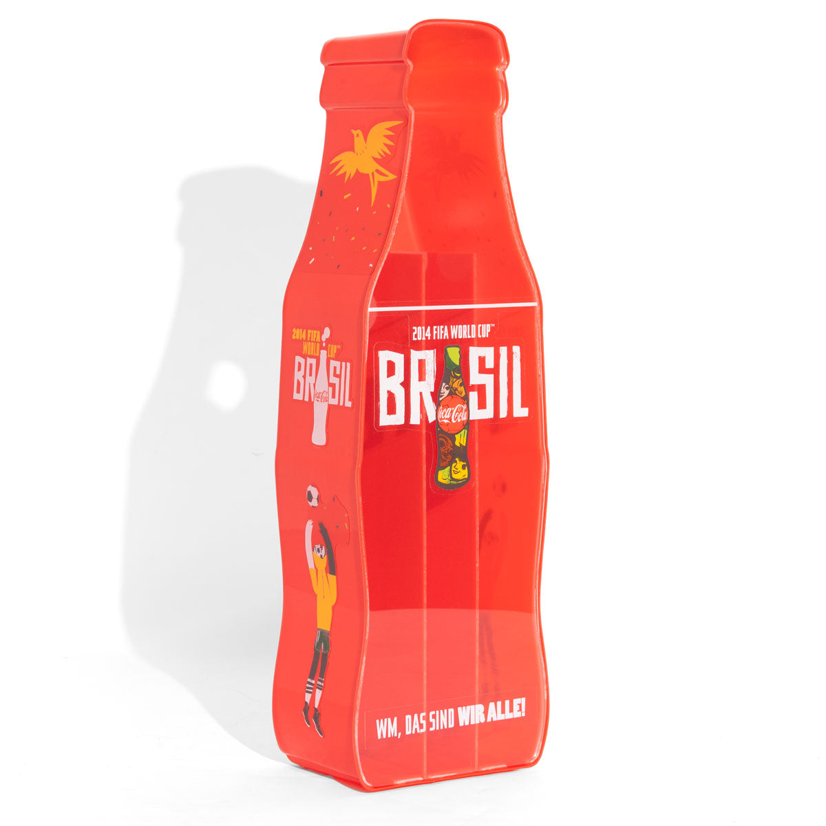 Coca Cola soft drink collection box, bottle cap, bottle shape, 3 compartments, red, 2014 FIFA World Cup Brazil – View 2