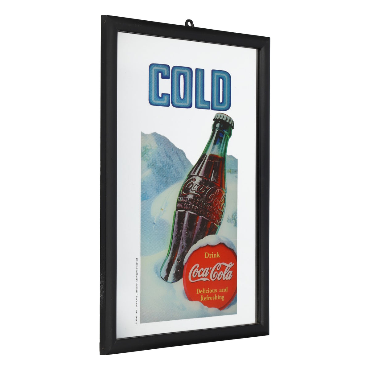 Coca-Cola "Delicious and Refreshing" Advertising Mirror with Wooden Frame – Bar Decor