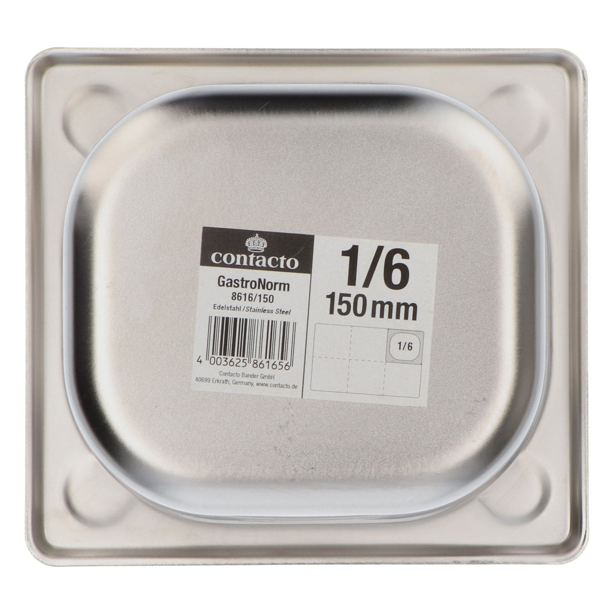 Contacto stainless steel GN container 1/6, 150 mm with drop handles Gastro – View 4