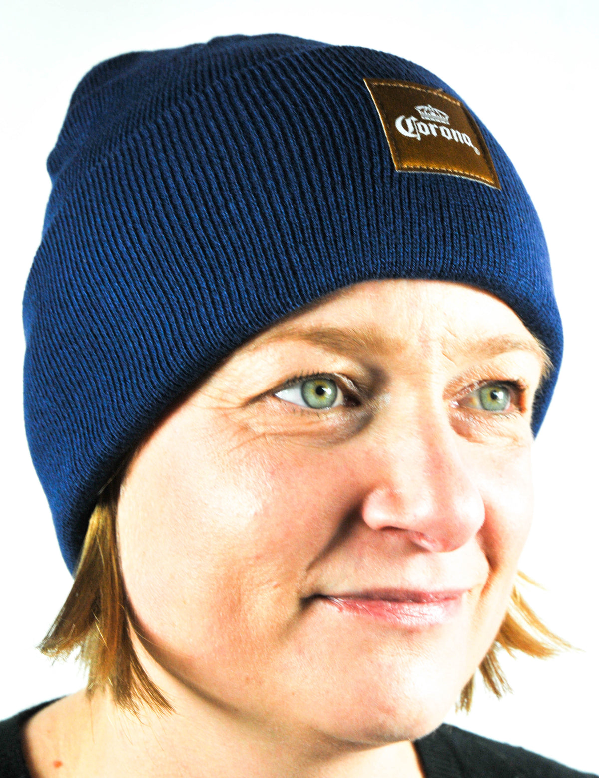 Corona Extra, winter knit hat, wool hat, winter hat, finely knitted, blue
