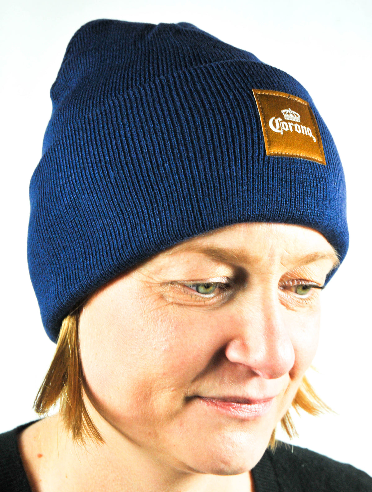 Corona Extra, winter knit hat, wool hat, winter hat, finely knitted, blue – View 2